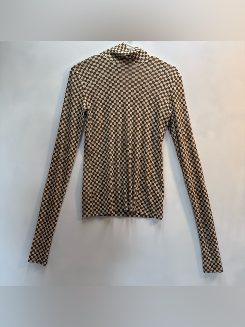 Nanushka Women’s Checkered Green and Brown Mesh Blouse